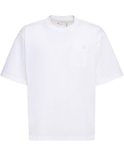 Sacai T-shirt cotton jersey bianco in cotone