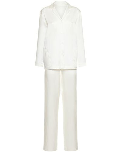La Perla Silk Satin Pajama Shirt & Pants - White
