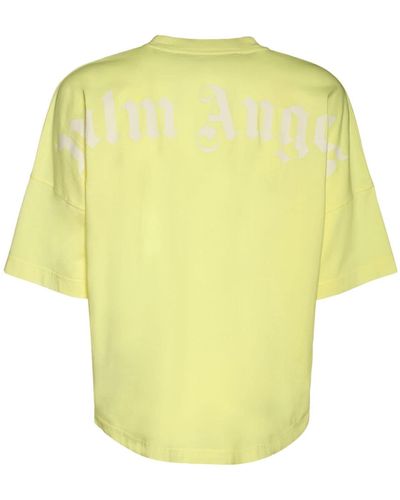 Palm Angels T-shirt Aus Baumwolljersey Mit Logodruck - Gelb