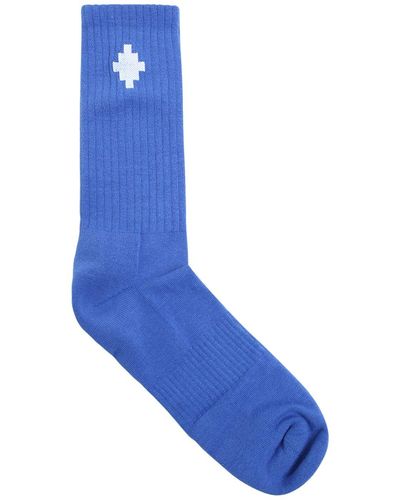 Marcelo Burlon Logo Cross Cotton Blend Mid Length Socks - Blue