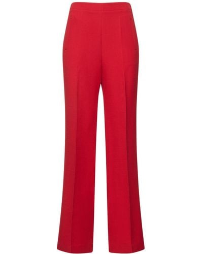 Roland Mouret Wide Leg Silk & Wool Trousers - Red