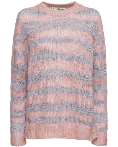 Acne Studios Karita Cotton Blend Crewneck Sweater - Pink