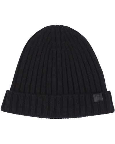 Tom Ford Cashmere Ribbed Beanie Hat - Black