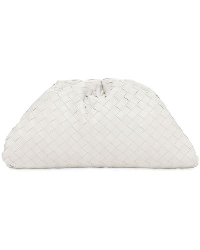 Bottega Veneta The Pouch Intrecciato Leather Clutch - White