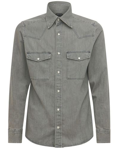 Tom Ford Cotton Denim Shirt - Grey