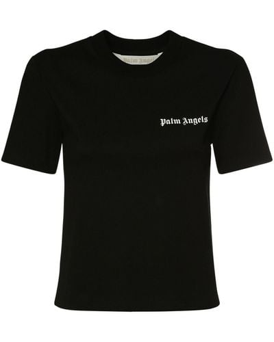 Palm Angels T-shirt en coton à logo imprimé - Noir