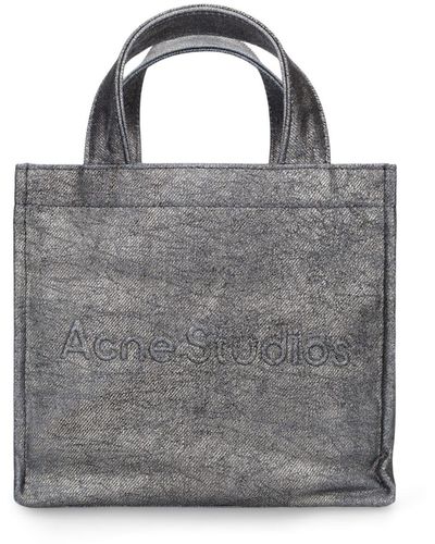 Acne Studios Mini Lunar Logo Coated Cotton Tote Bag - Gray