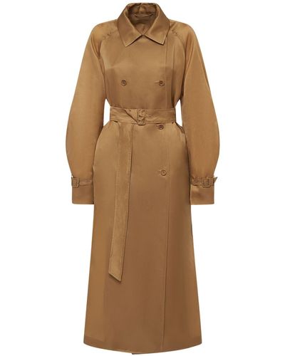 Max Mara Sacco Belted Silk Organza Trench Coat - Natural