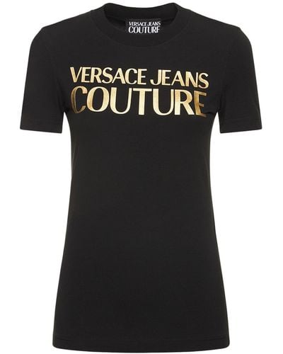 Versace Jeans Couture T-shirt Aus Baumwolljersey Mit Logo - Schwarz