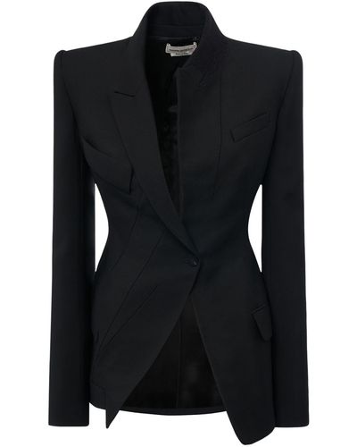 Alexander McQueen Blazer asymétrique en laine - Noir