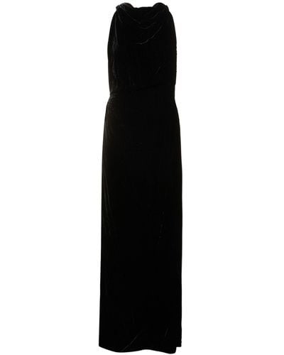 Proenza Schouler Maxi Velvet Halter Dress - Black