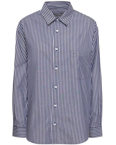 Matteau Striped Organic Cotton Classic Shirt - Blue