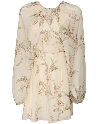 Giambattista Valli Georgette Garden Silk Mini Dress - Natural