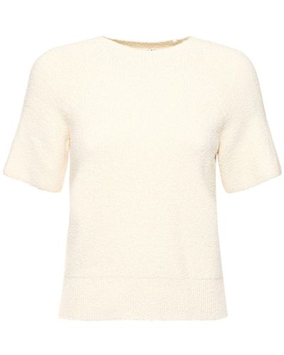 Totême Raglan-Sleeve Terry Knit Cotton Top - Natural
