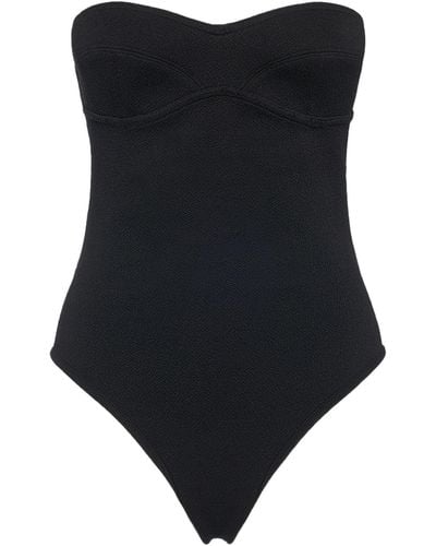 Bottega Veneta Textured Nylon Bustier Bodysuit - Black