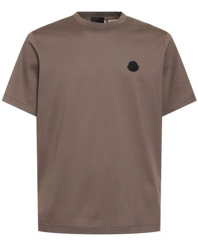 Moncler Logo Cotton T-shirt - Brown