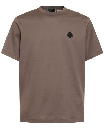 Moncler T-shirt Aus Baumwolle Mit Logo - Braun