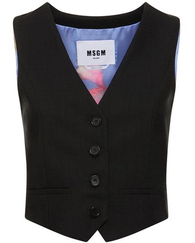 MSGM Gilet in misto viscosa - Nero