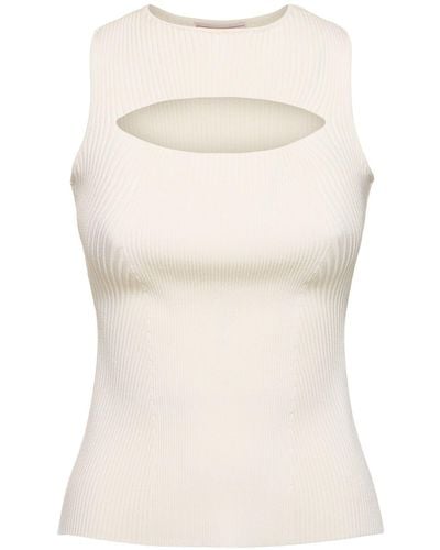 Alexander McQueen Ribbed Stretch Viscose Top - White