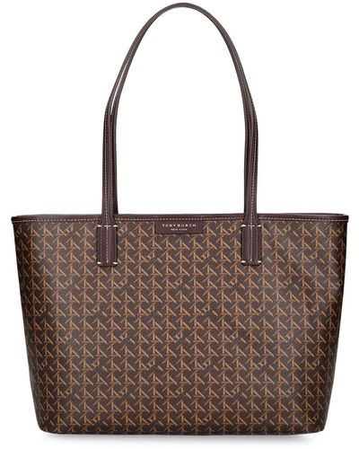 Tory Burch Small Coated Cotton Zip Tote Bag - Brown