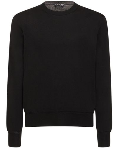 Tom Ford Sweater Aus Baumwolle Mit Beflockung - Schwarz