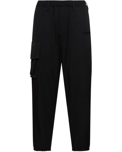 Yohji Yamamoto Pantalones cargo de lana - Negro