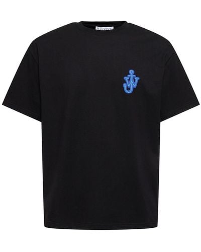 JW Anderson Camiseta de jersey de algodón con parche - Negro
