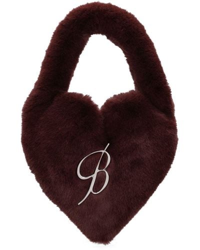 Blumarine Faux Fur Heart Top Handle Bag - Purple