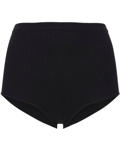 Loulou Studio Arousa Wool & Cashmere Rib Knit Shorts - Black