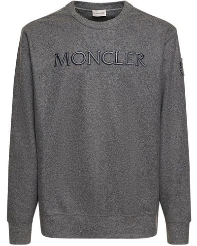 Moncler Sweat-shirt en laine mélangée à logo - Gris