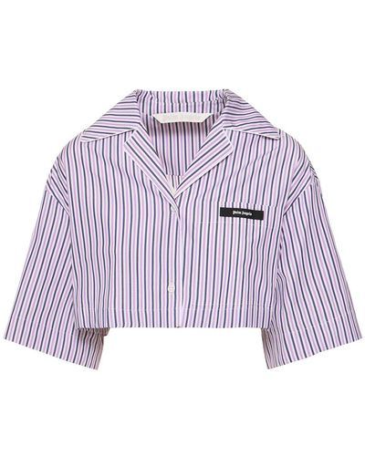 Palm Angels Striped Cotton Shirt - Purple