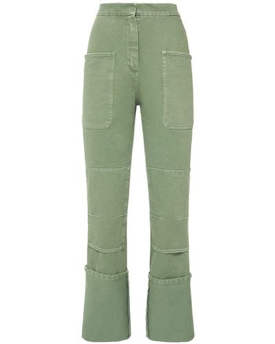Max Mara Pantalon en drill de coton taille haute facella - Vert