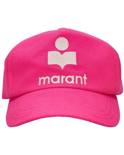 Isabel Marant Tyron Logo Embroidered Cotton Cap - Pink