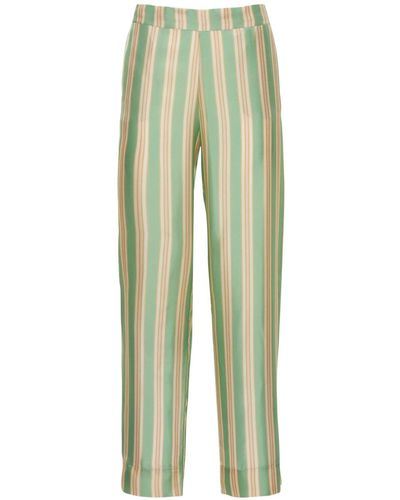 Asceno The London Silk Twill Pajama Pants - Green