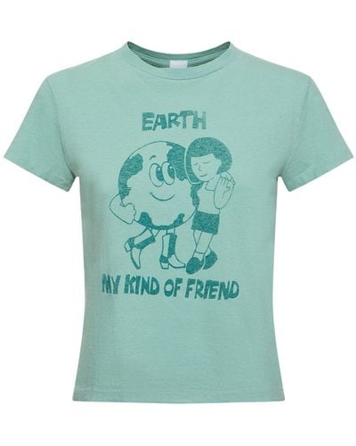 RE/DONE Earth Printed Cotton T-Shirt - Green
