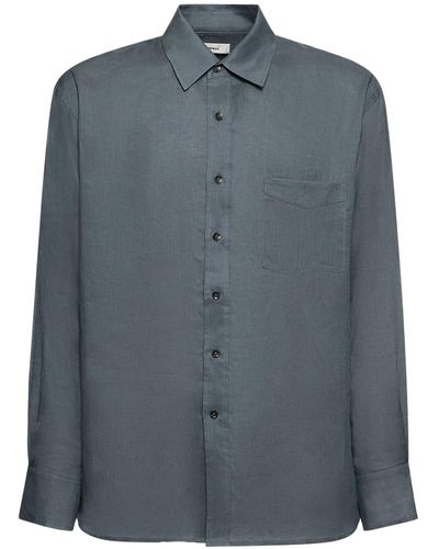 Commas Oversized Leinenhemd Aus Baumwolle - Blau