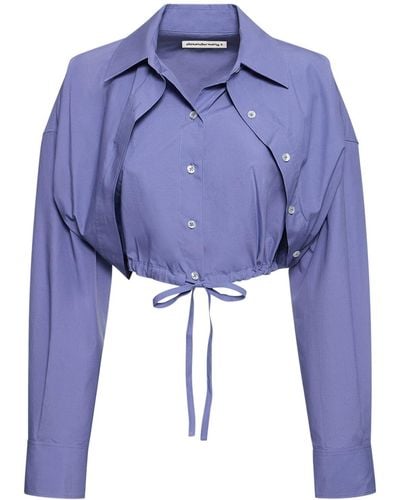 Alexander Wang Double Layered Cotton Crop Shirt - Blue
