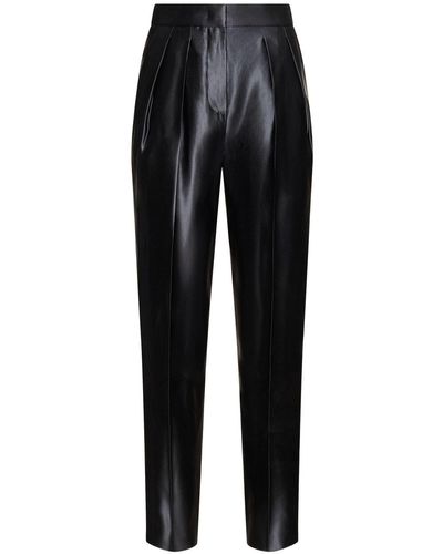 Giorgio Armani Silk & Linen High Waist Straight Trousers - Black
