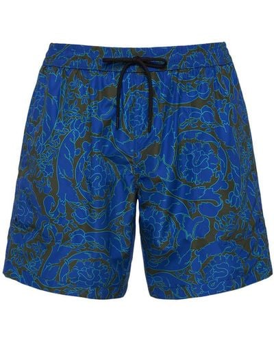 Versace Bañador shorts de nylon estampado - Azul