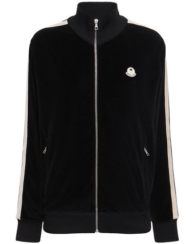 8 MONCLER PALM ANGELS Chenille Zip-up Sweatshirt - Black