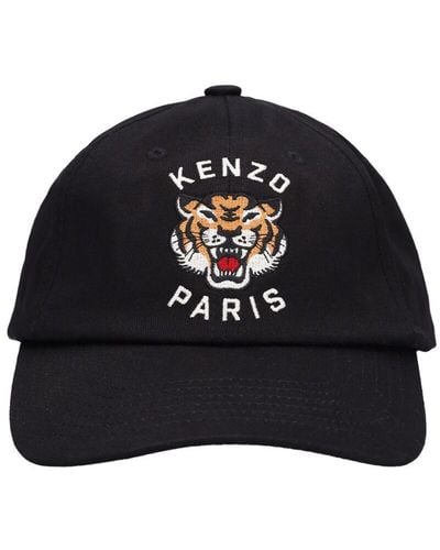 KENZO Tiger Embroidery Cotton Baseball Cap - Black