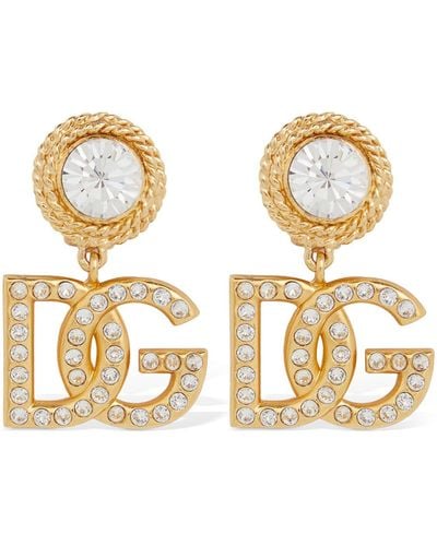 Dolce & Gabbana Clip-ohrringe Mit Kristallen "diva Dg" - Mettallic