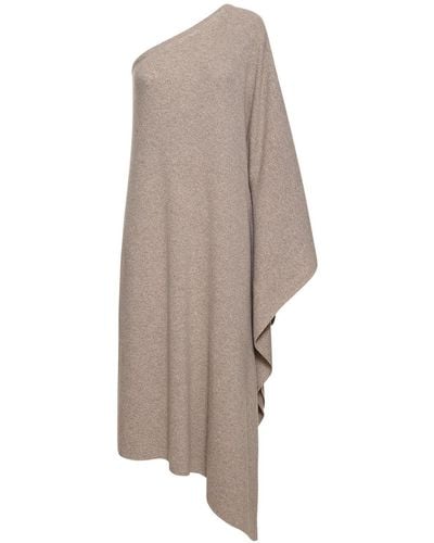 Michael Kors One Shoulder Cashmere Knit Long Caftan - White