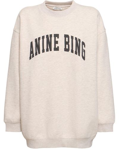 Anine Bing Tyler Logo Cotton Blend Sweatshirt - Natural