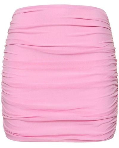 ANDAMANE Livia Stretch Georgette Mini Skirt - Pink