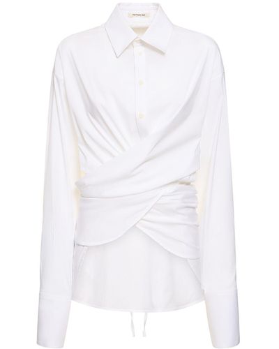 Peter Do Cotton Blend Poplin Wrap Shirt - White