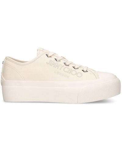 Jimmy Choo Sneakers en toile et cuir palma - Neutre