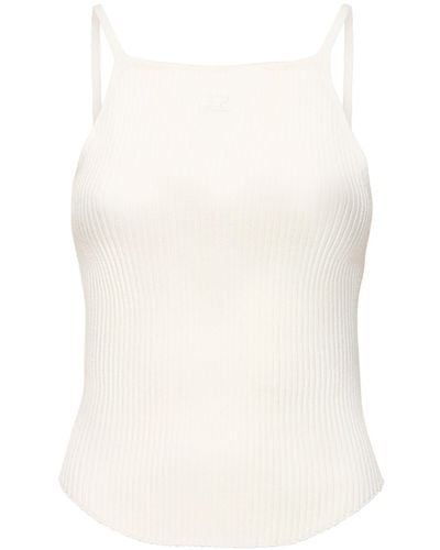 Courreges Holistic Ribbed Viscose Knit Tank Top - White