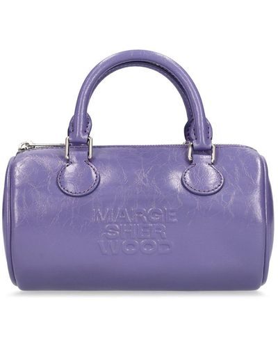 Marge Sherwood Sac à main en cuir craquelé à logo - Violet