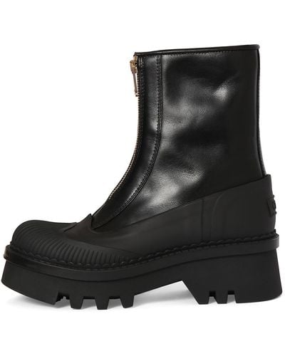 Chloé Mm Raina Leather Zip Boots - Black
